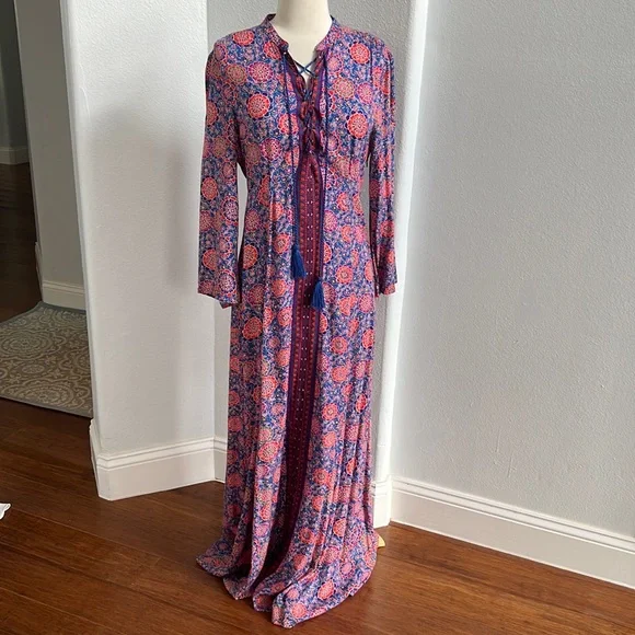 forever 21 floral maxi dress Forever 21 Maxi Dress Strapless Ruffle Floral Dress Women's Sz Small EUC